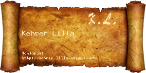 Kehrer Lilla névjegykártya